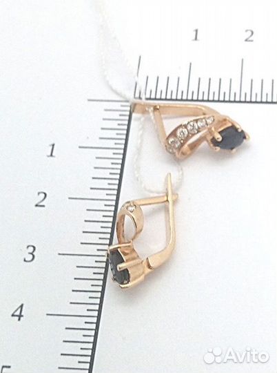 Серьги с природным камнем Золото