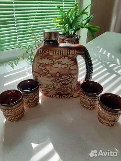 Набор кувшин со стаканами керамический