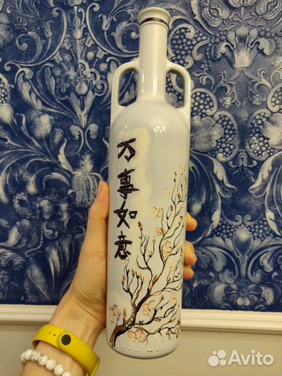 Бутылка -ваза ручная роспись