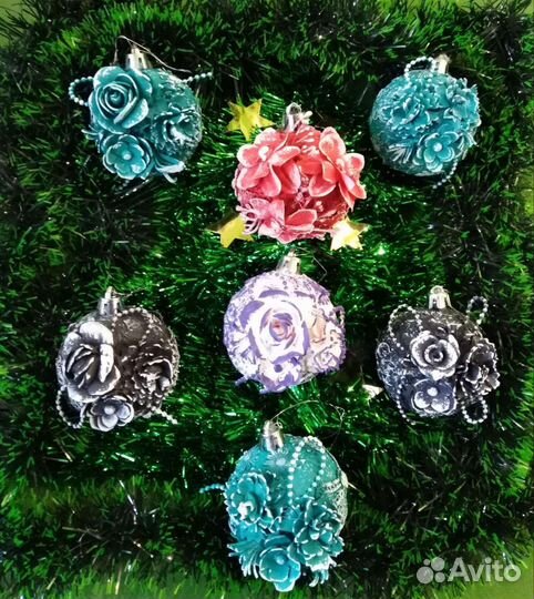 Новогодние шары, ручная работа, диаметр 8см