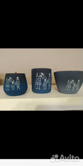 Набор свечей в стильных горшочках