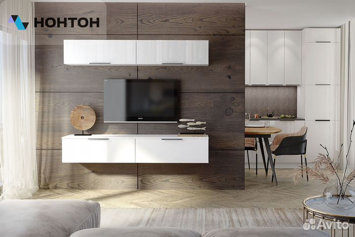 Гостиная Слайд 3 белый глянец