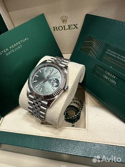 Часы rolex datejust green 41mm