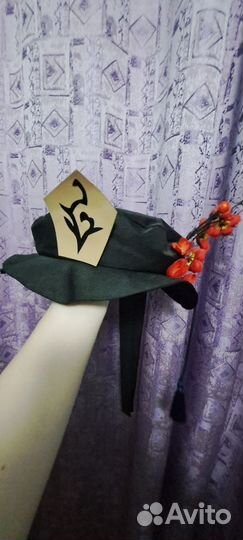 Парик геншин Ху Тао с шляпой