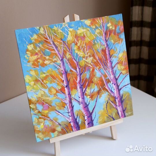 Картина маслом осенний пейзаж Деревья