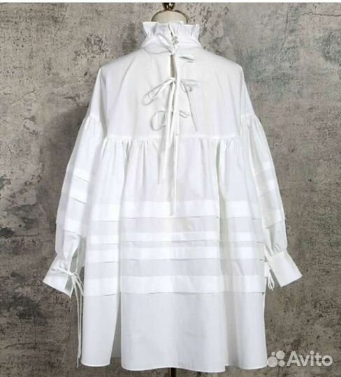 Блуза женская, хлопок, на завязках