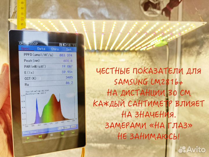 Фитолампа Pro 150 Вт Samsung LM281b+ Quantum Board