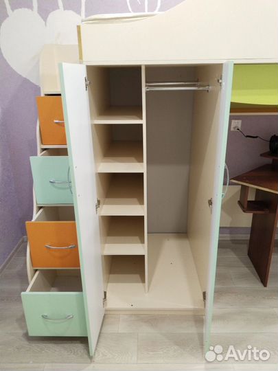 Детская кровать чердак со шкафом