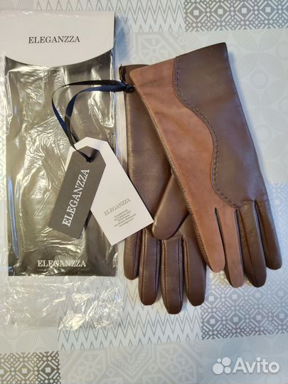 Перчатки женские кожаные Eleganzza размер 6.5