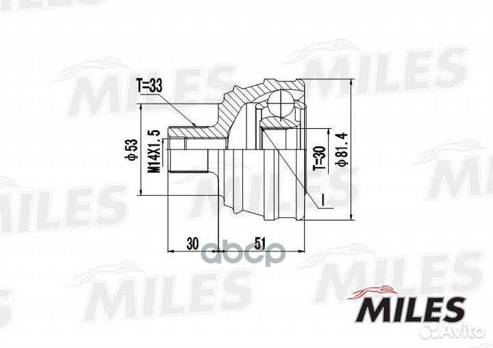 ШРУС audi 80/90 1.6-1.9D 88-91 нар. ga20012 Miles