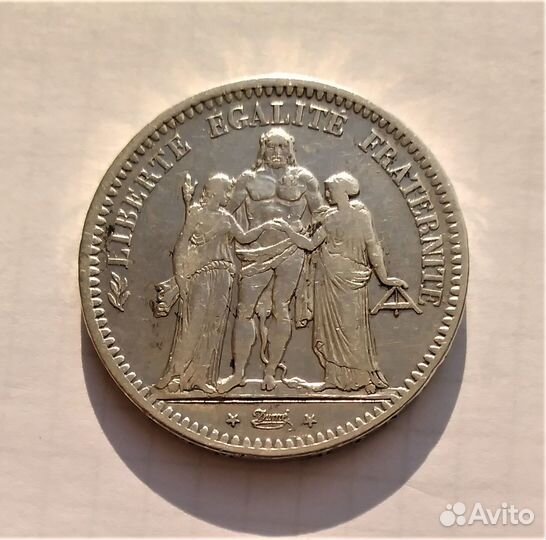 Франция 5 франков 1849А,1878К / крупное серебро