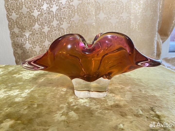 Ваза для конфет, цветное Чешское стекло