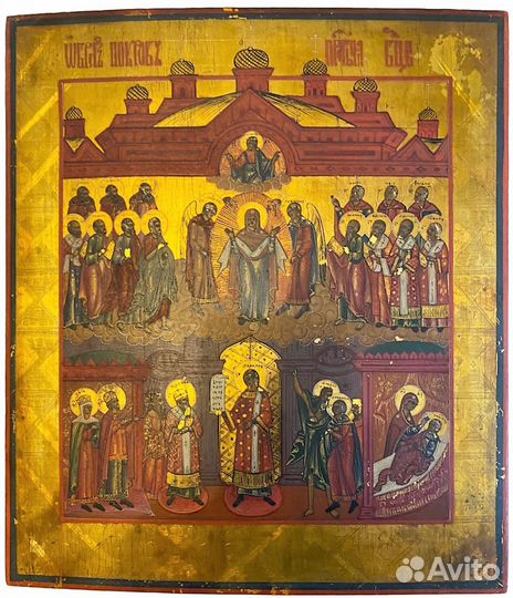 Старинная икона Покров Ветка 19 век
