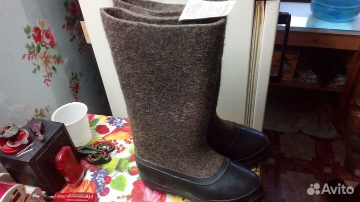 Валенки серые с галошами