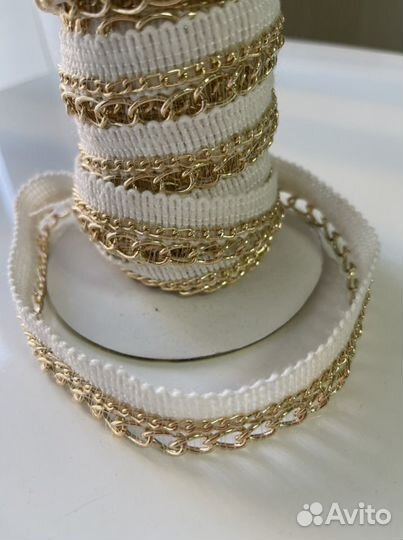 Тесьма декоративная с золотой цепочкой 20мм