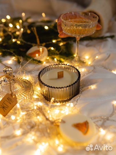 Свечи из соевого воска с деревянным фитилем