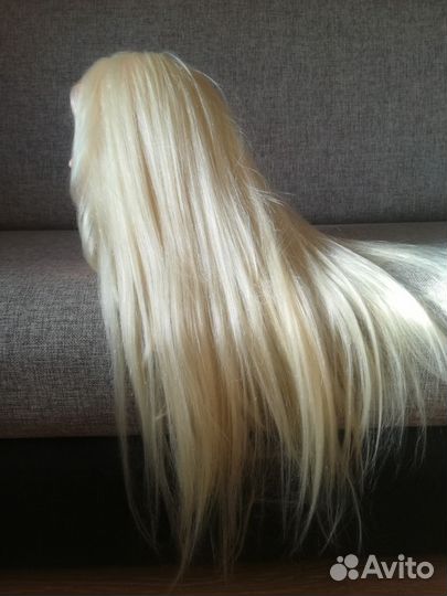 Учебная голова манекен с волосами натуральные 80