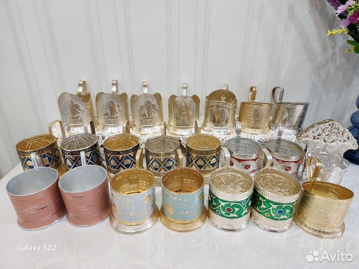 Подстаканник эмаль СССР алюминий, салфетница