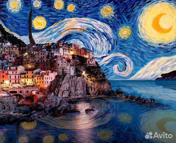 Алмазная мозаика 21x25 Звёздная ночь над курортным