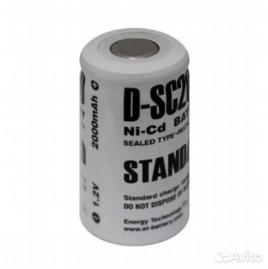 Аккумулятор ET D-SC2000 (1.2В, 2000мАч, Ni-Cd)