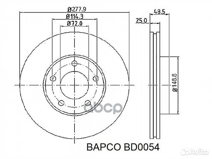 Тормозной диск вентилируемый BD0054 bapco