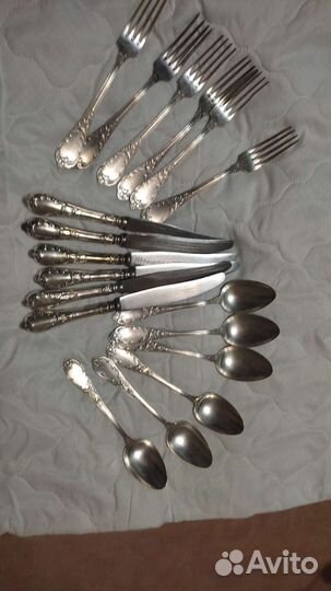 Мельхиоровый комплект столовых приборов Роял