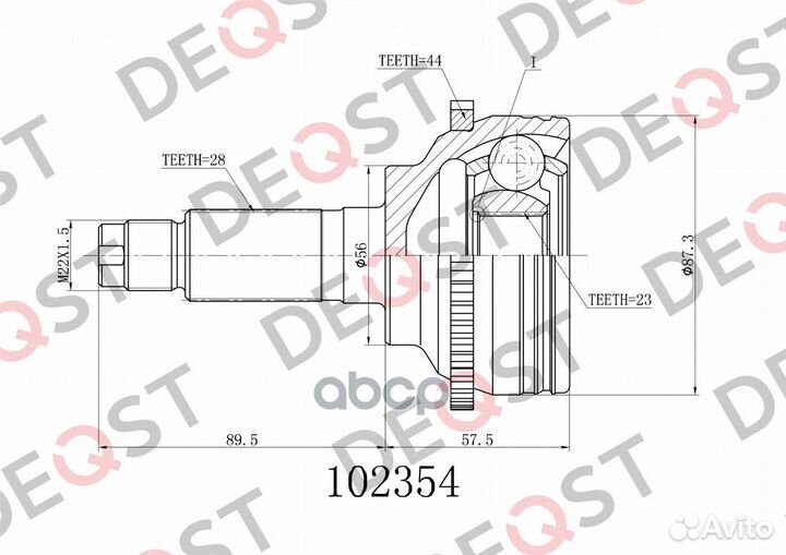 ШРУС mazda 6 1.8-2.0 02- наружний(ABS) 102354 D