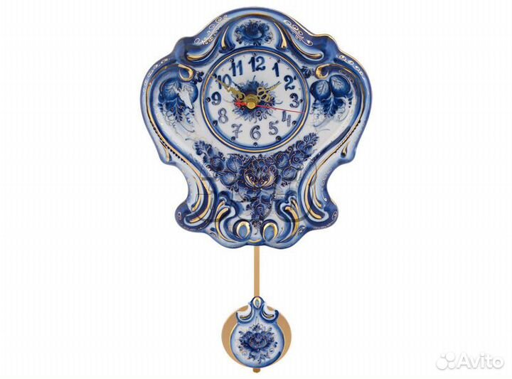 Часы Гжель Ходики позолоченные (41162)