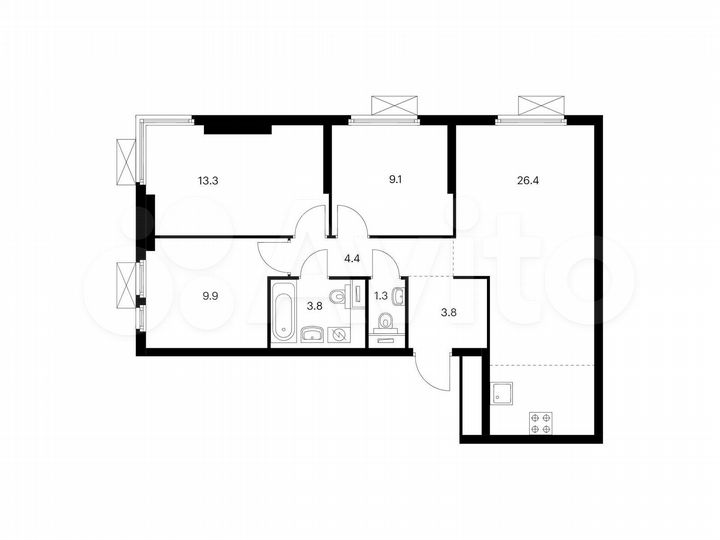 3-к. квартира, 72 м², 14/33 эт.