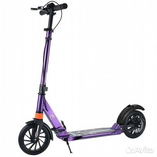 Самокат цветной с двумя амортизато и дисковым я