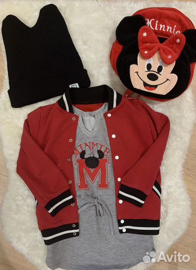 Туника 98 р Рюкзак Минни Маус Шапка с ушками