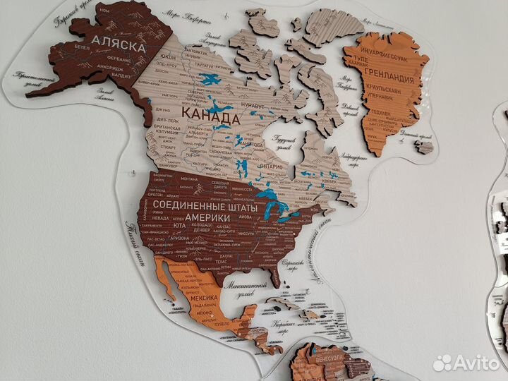 Деревянная карта мира очень подробная