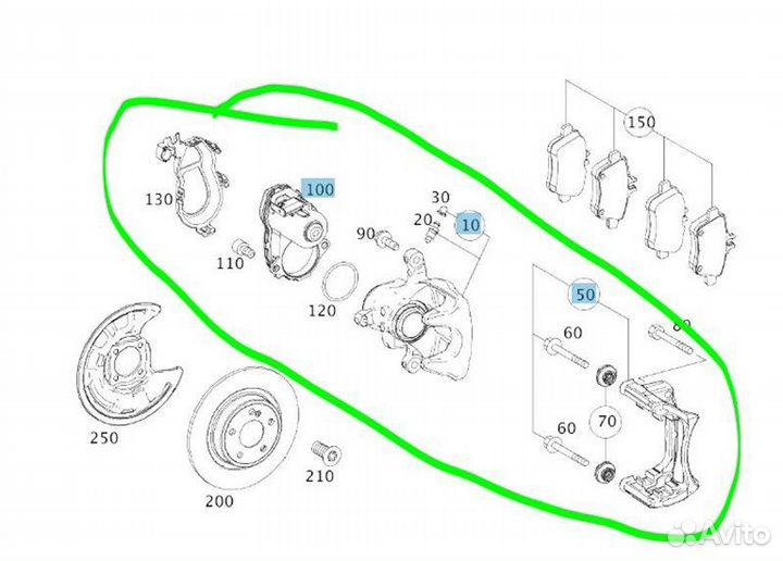 Суппорт тормозной задний левый Mercedes-Benz
