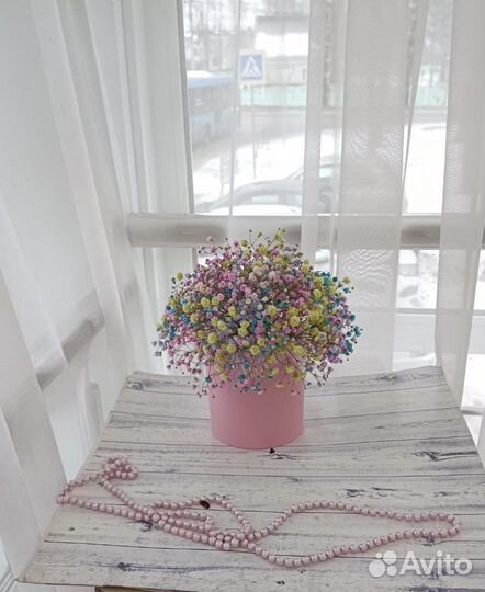 Гипсофила в шляпной коробке