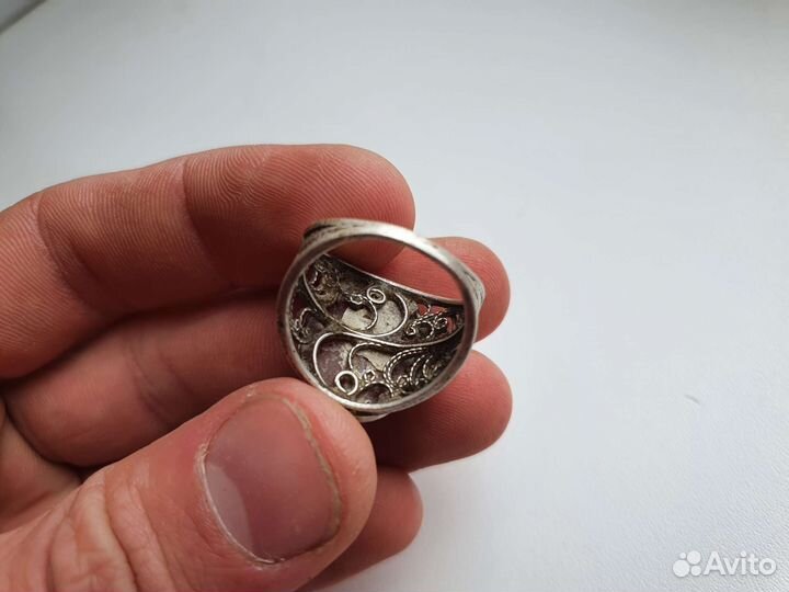 Кольцо янтарное скань СССР