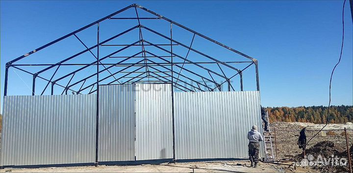 Ангар быстровозводимый/Ангар из профнастила/Цех