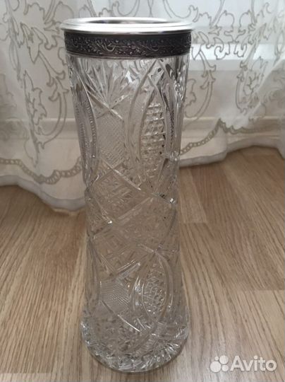 Ваза хрусталь с серебром раритет винтаж СССР