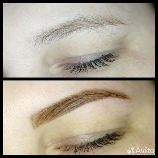 Наращивание ресниц, оформление бровей