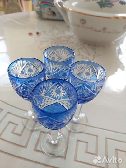 Рюмки цветной хрусталь 4шт