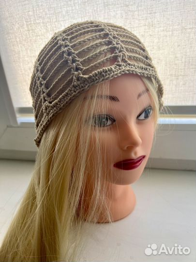 Шапочка, косынка женская летняя вязаная