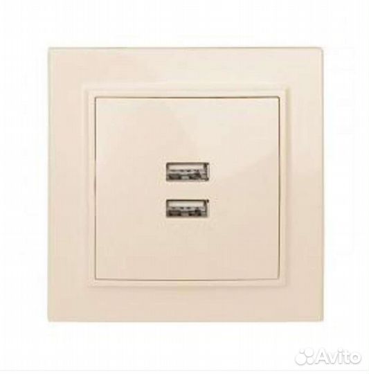Р2 USB 2,1А+2,1А в сборе бежевый ERR-2 USB-200 EKF