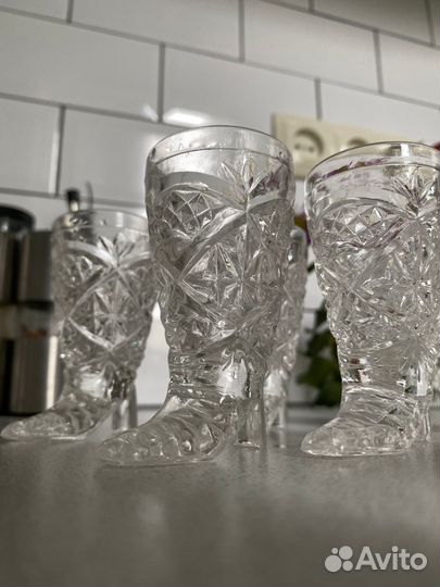 Хрустальные стопки Сапожки