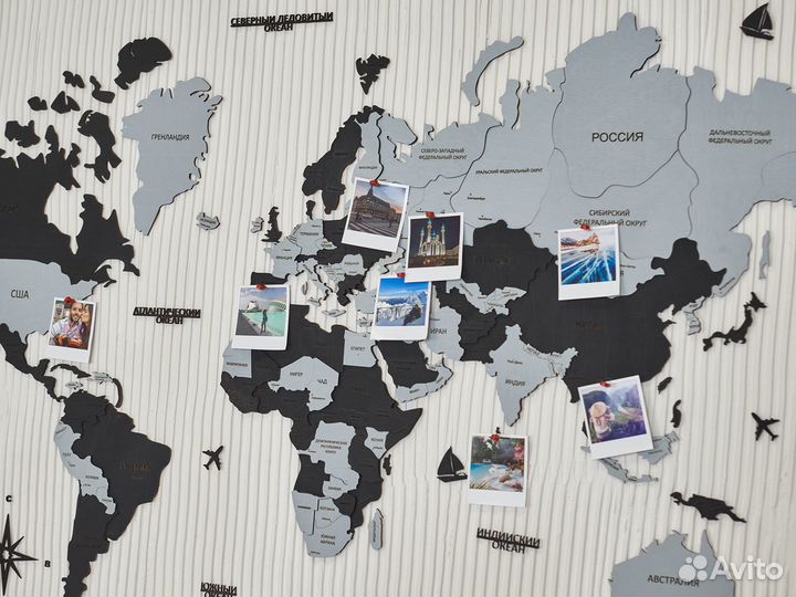 Деревянная карта мира в наличии