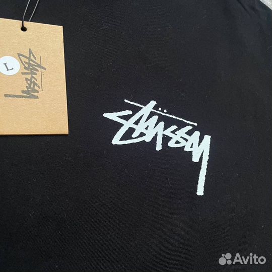 Черная футболка stussy унисекс