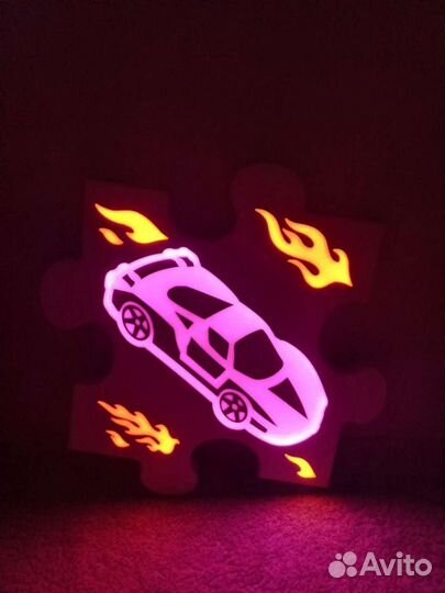 Ночник детский подарок машинка из эпоксидной смолы