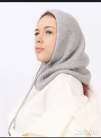 Капор женский демисезонный вязаный капюшон