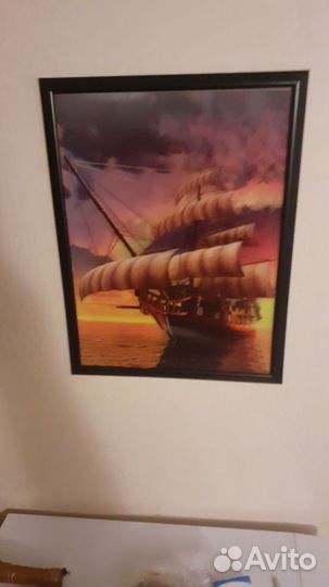 Голографическая картина 3D эффект парусник