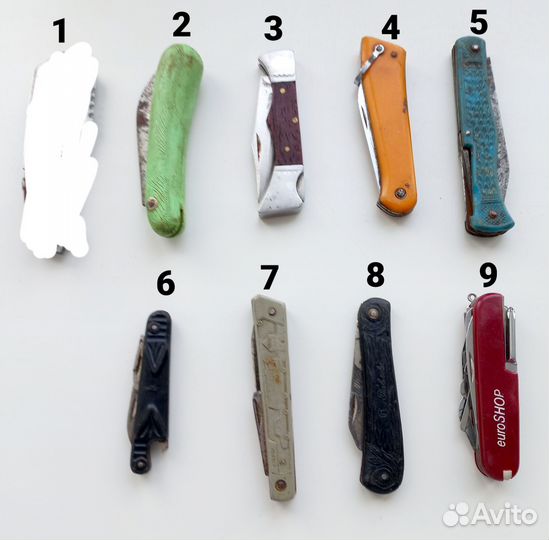 Складные ножи,рабочие,времён СССР-8 штук