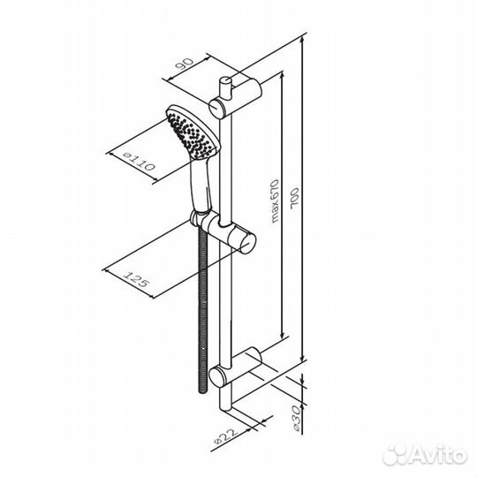 F0190033 Gem душ.комплект: ручн.душ 1 ф-ция d 110