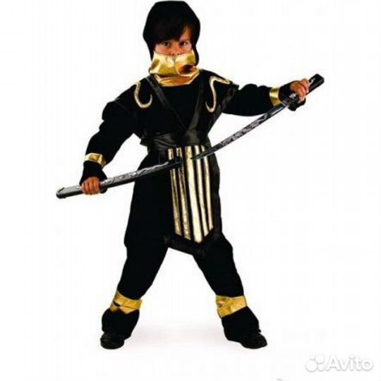 Карнавальный костюм ниндзя черный плащ 116